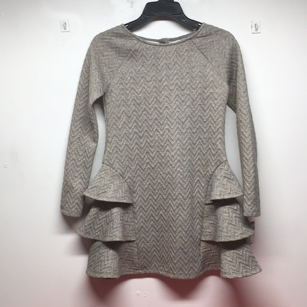 NWT Girls Casual Grey Heather W/Gold Evening Dress